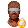 Maschera Facciale Traspirante a Copertura Totale con Stampa 3D di Vecchio, Fori per gli Occhi Bianchi, Baffi Bianchi, Maschera da Sci Elastica con Cappuccio