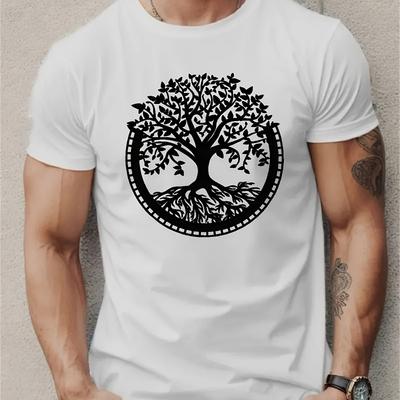Baum des Lebens Friedenszeichen Druck T-Shirt Atmungsaktiv Kühl, Bequemes Tragen, Täglich Lässig