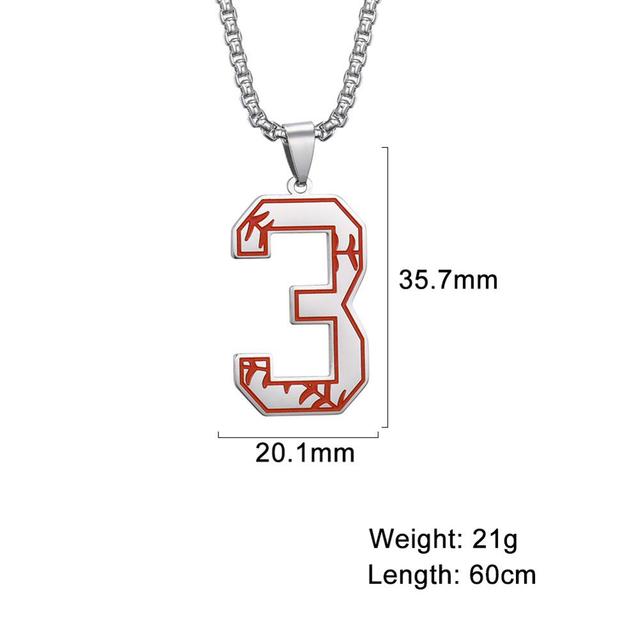 My Shape Baseball Pattern Number Pendant Necklace For Men Sport Basketball Figure Stainless Steel Necklaces Fashion Male Jewelry