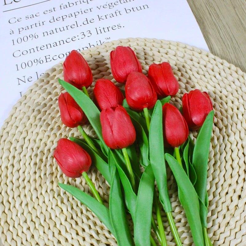10PCS Tulips Flowers Artificial Tulip Bouquet PE Foam Fake Flower for Wedding Decoration Mother Day Gifts Home Garden Decor