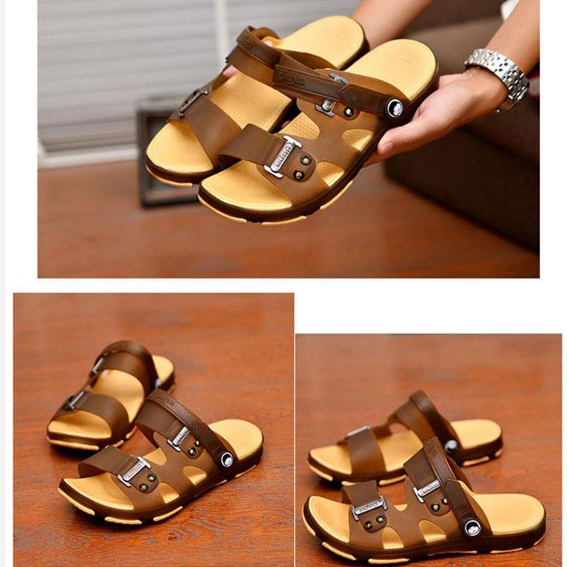 Herren-Hausschuhe, rutschfeste Sandalen, offene Zehen-Hausschuhe, Badezimmer-Strandschuhe