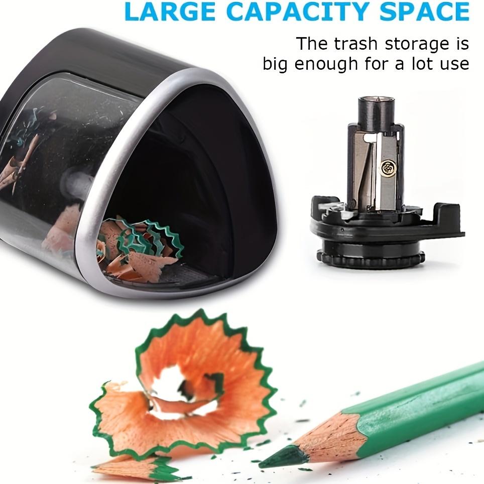 1pc Stylish Black Electric Pencil Sharpener with Auto-Stop & Auto-Exclude Broken Leads - Fast & Efficient Sharpening, Durable PP Construction