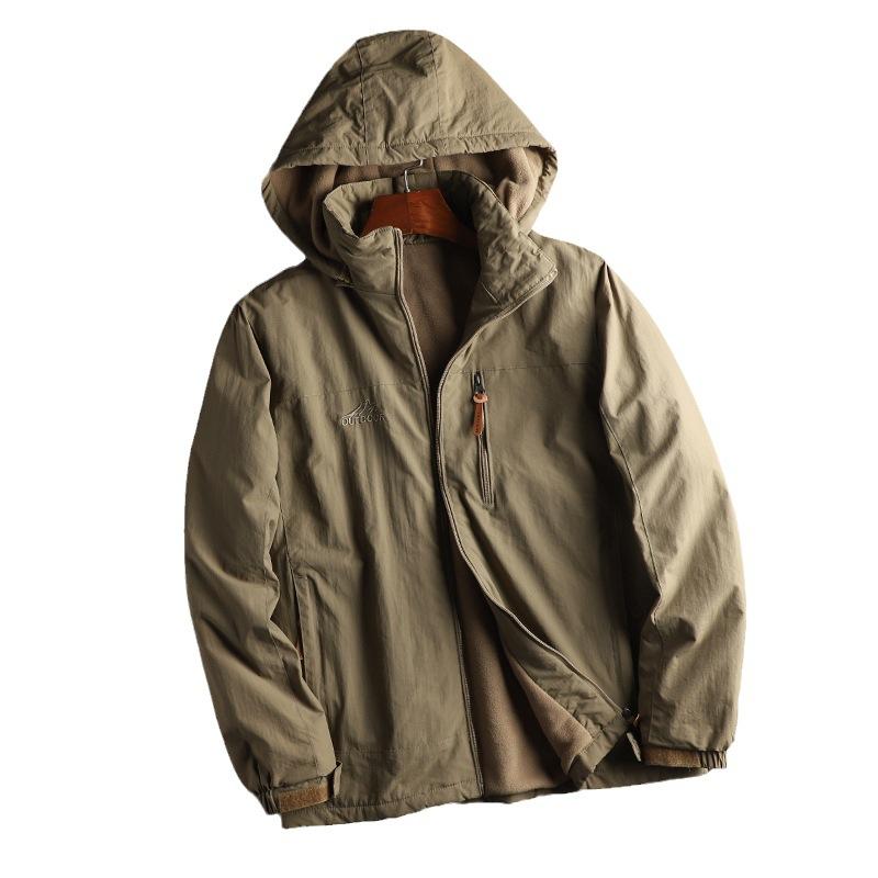 Jacket Fleece and Cotton Thermal Jacket Outdoor Casual Top Windproof and Waterproof