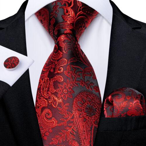 Dibangu Mens Silk Necktie Set Striped Paisley Solid Tie Pocket Square Cufflinks