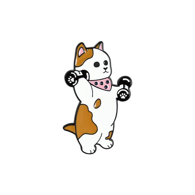 

Забавные кошки эмалированные булавки на заказ кошка яйцо велосипед гантели спортивные броши сумка лацкан значок мультфильм ювелирные изделия для детей друзья