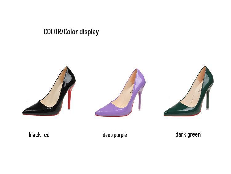 Velikost 36-43 Nadměrná velikost Dámské černé lodičky s červenou podrážkou a špičatou špičkou - Jaro 2024 Sexy jehlové boty