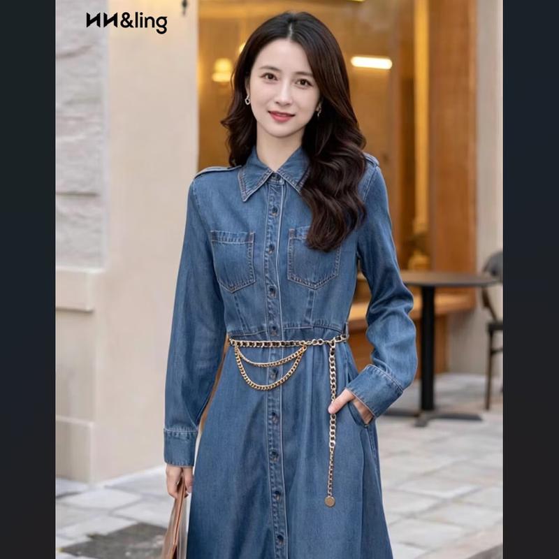 Women s Commuter Denim Long-Sleeve Dress M