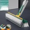 V Shaped Crevice Floor Scrub Brush With Stiff Bristles And Water Squeegee For Bathroom Kitchen Deep Cleaning