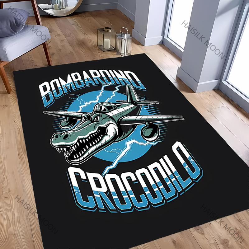 Italian Brainrot Bombardiro Crocodilo Printed Carpet Living Room,Sofa,Table, Rug, Picnic, Camping, Outdoors, Bedroom, Home, Mat