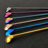 4Pcs Colorful Reusable Drinking Straws Spoon Stainless Steel Metal Straws Cocktail Stirring Spoon Bar Milk Coffee Stirring Tools