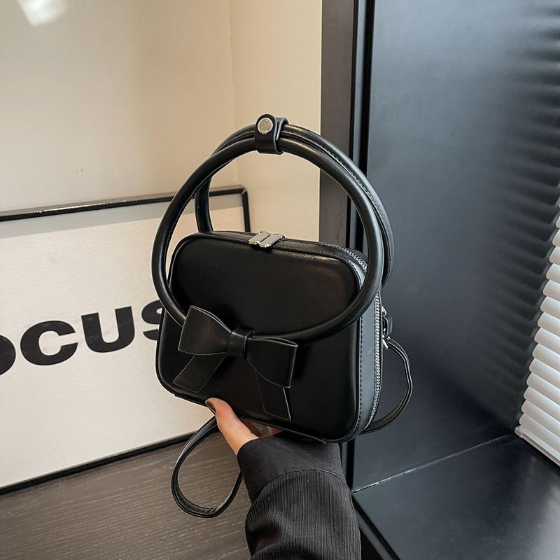 Fashion Bow Bag Women's New Solid Color Versatile Shoulder Messenger Bag Small Square Bag