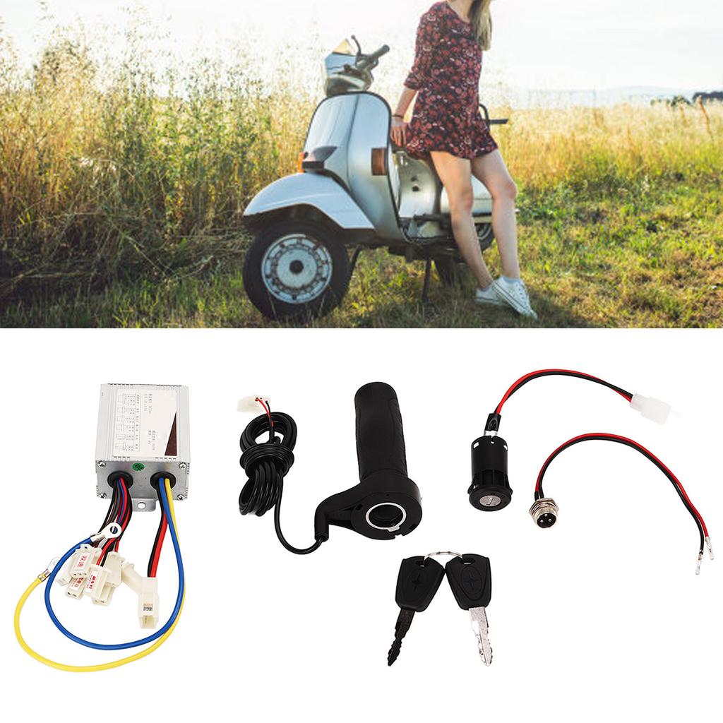 24V 350W Two Speed Controller Electric Door Lock Throttle Handle Charging Port Aviation Head Kit Electric Bike Conversion Kit