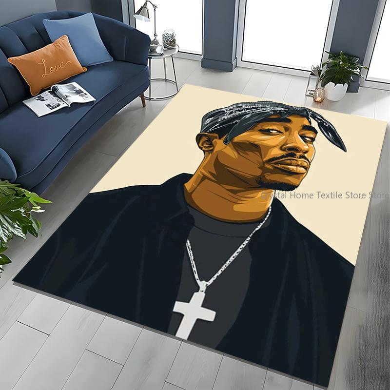 Tupac 2pac Rapper Eminem Hip Hop Rap God Art Rug for Bedroom Living Room Sofa Home Doormat Decor, Large Kids Non-slip Floor Mat