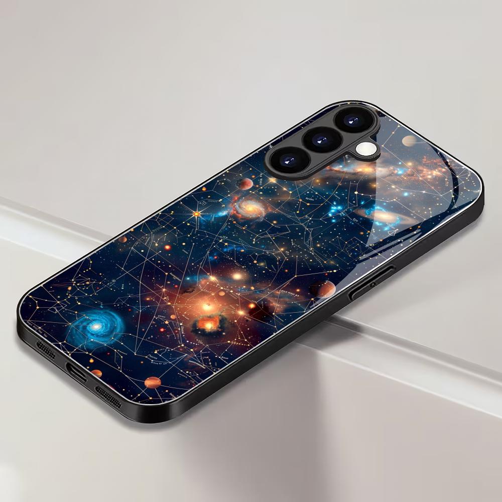 Star Track grūdinto stiklo telefono dėklas, tinkantis Samsung Galaxy S26 S25 S24 S23 S22 S20 FE/Ultra/Plus, apsaugantis nuo kritimo galinis dangtelis