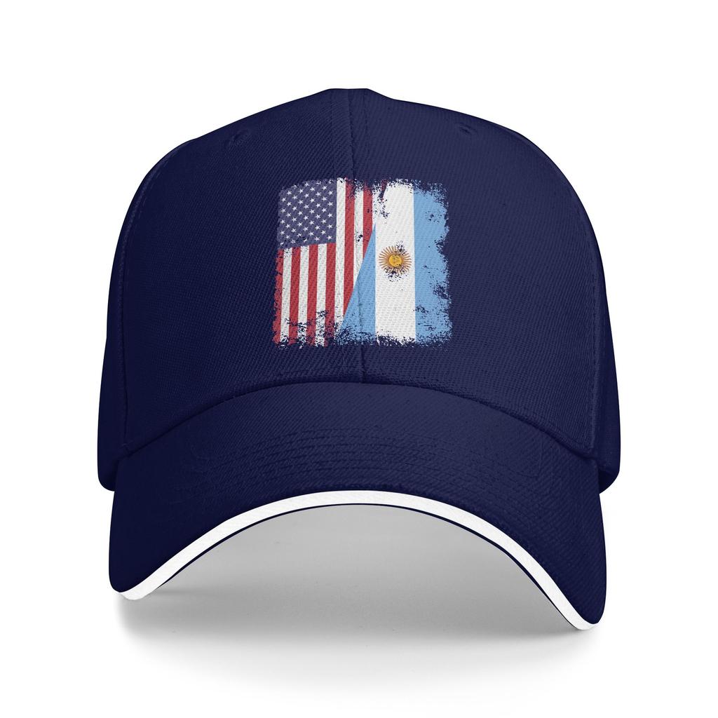 Half Argentinian Flag Vintage Argentina USA Sun Baseball Cap Summer Streetwear Trucker Hat For Couple Outdoor Gym Snapback Cap