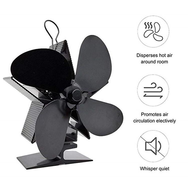 Silent Heat-Powered Four-Leaf Wood Stove Fan - Christmas Star Model
