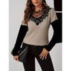 Autumn/Winter New Women's Fashion Style Casual Commuting Sexy Splicing Solid Color Long Sleeve Lace Knitted T-shirt
