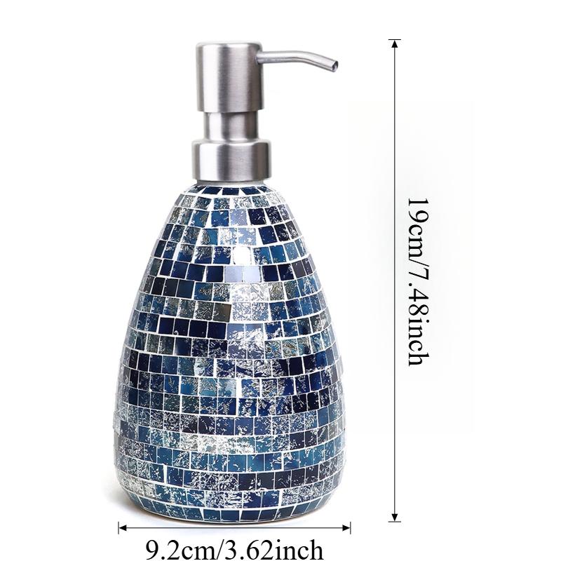 

Mosaic Design Glass Lotion Bottle Glass Container for Liquid Kitchen Hand Sanitizer Bottle Metal Pump Head Distribution Bottle