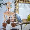 Colorful Hanging Parrot Bird Toy Training Biting Chewing Accessory Handmade Natural Wood Bird Swing Hanging Wind Chime for Parrot