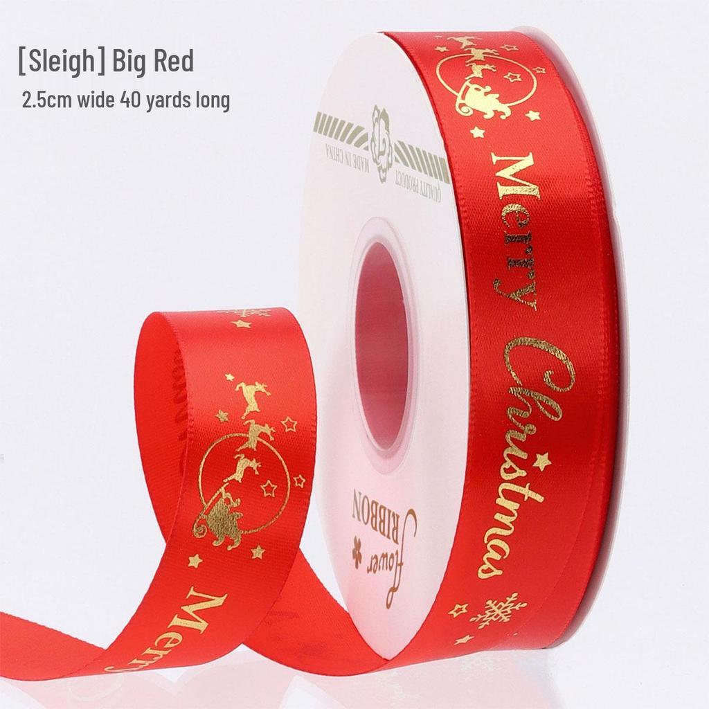 New Christmas Flower Packaging: Ribbon Bouquet with Hot Stamped, Colored Webbing for Floral Art