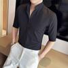 Men's Stylish Stand Collar Short Sleeve Shirt - Summer Cool, High-End, Seven-Point Sleeve