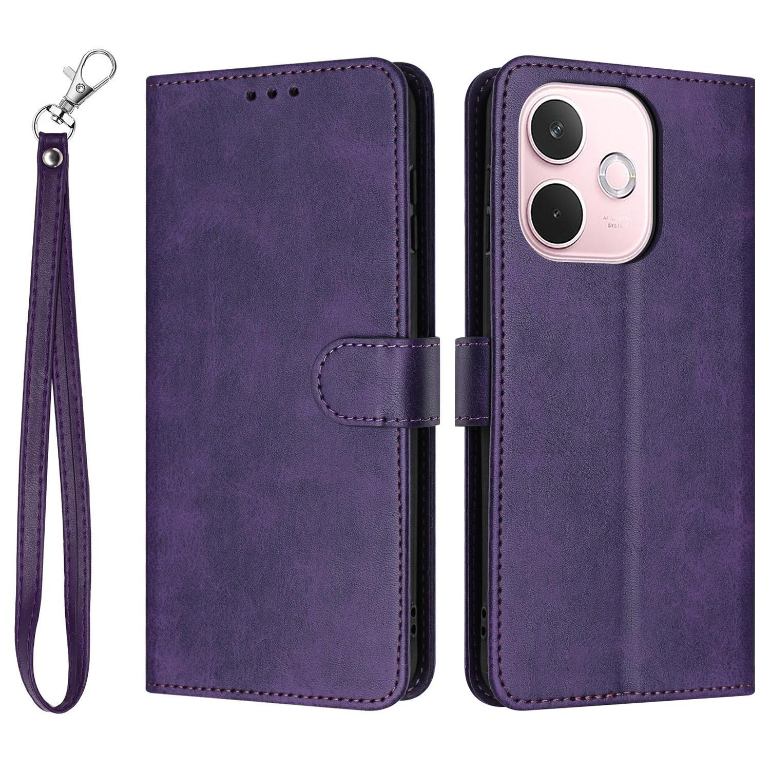 

For Oppo A5 Pro 5G Case Flip Stand PU Leather Wallet Phone Cover Calf Texture Purple