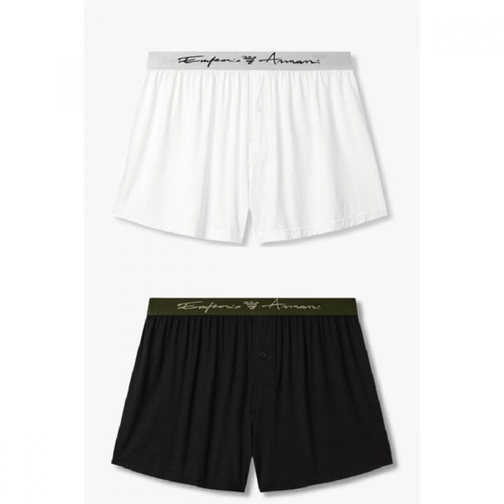 Emporio Armani Мужские Трусы-Боксеры из Вискозы с Вышивкой Логотипа 2 шт. 0815112088 0815112092 M(100)