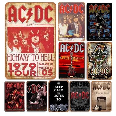 AC DC Vintage Heavy Metal Musik Cool Classic Rock Band Metallschild für Zuhause Restaurant Café Bar Kunst Wanddekoration Geschenke
