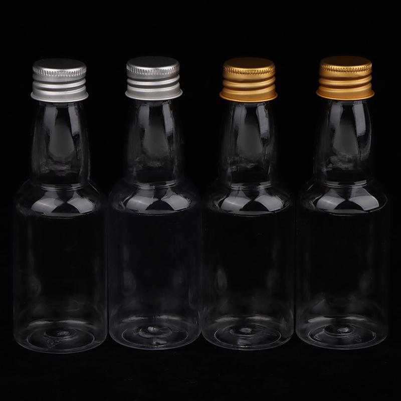 10 Stück 50 ml Mini-klare Haustier-nachfüllbare kleine Weinflaschen für Party, Hochzeit, Schnapsflaschen mit auslaufsicherem Schraubdeckel