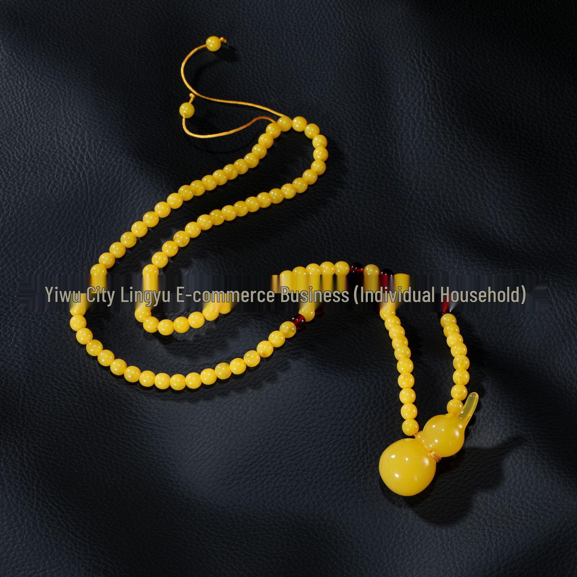 Amber Beeswax Pendant Necklace: Peony, Water Drop, Ping An Kou Design