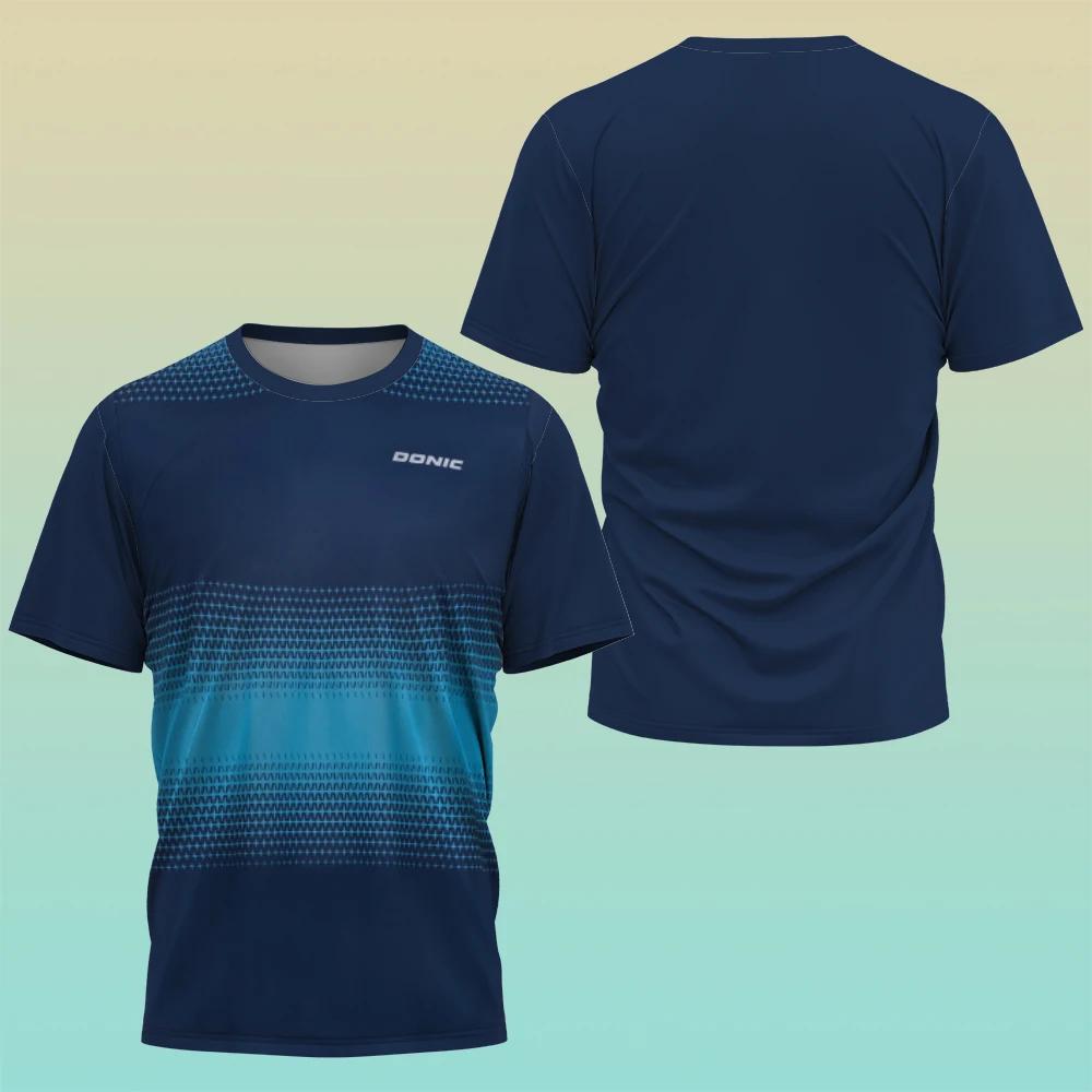 Summer Men's Table Tennis Training Uniform, Casual and Comfortable Sports Short Sleeved Top, 3D Printed O-neck Short Sleeved T-shirt