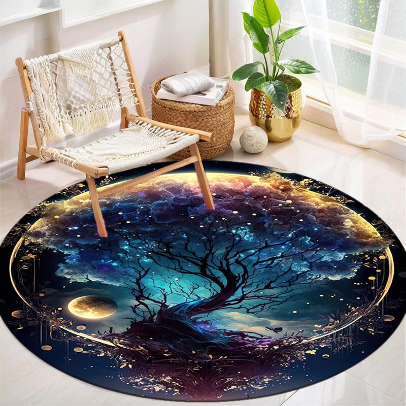 1Pc Tree of Life Circular Print Rug - home decoration Carpet For Living Room Bedroom Flooring Computer Chair Area Rug