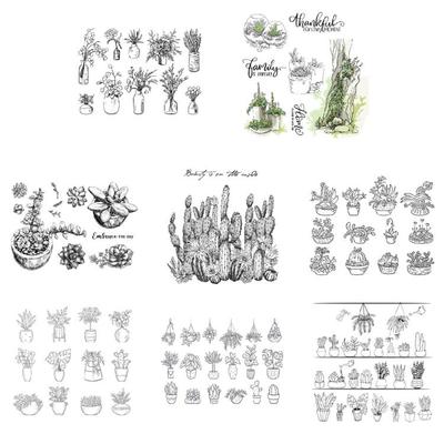 Blumenpflanze Klare Silikonstempel Topfpflanze Silikonstempel für Kartenherstellung Scrapbooking Fotoalbum Tagebuch