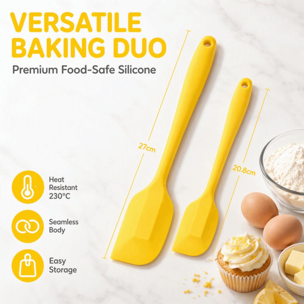 2pcs Long Handle Silicone Spatula Set High Heat-Resistant Baking Spatula Set Cooking Class