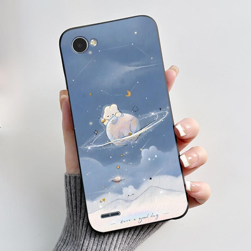 Cute Case For LG Q6 Fundas LG G6 Mini Capa Coque Printing Shell Protective Cover Soft Silicone Cartoon Black Casing