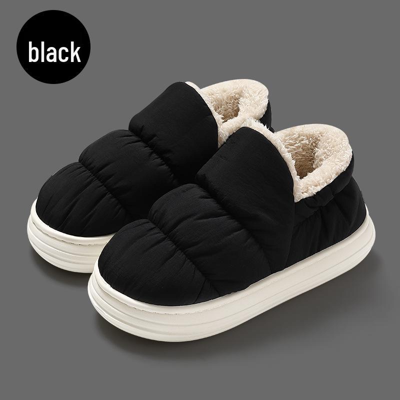 Plush Non-Slip Winter Cotton Slippers for Women and Men - Indoor Closed-Heel Design