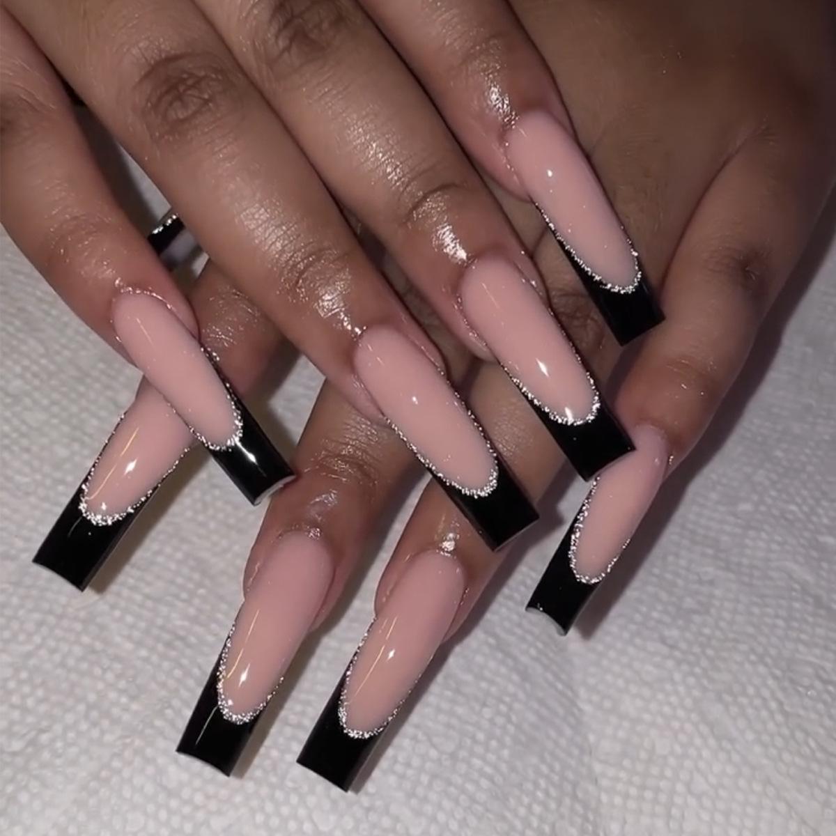 

Long French Manicure Wearable Armor Nail Set - 24 Pieces