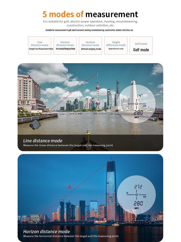 ARTBULL Outdoor Golf Laser Rangefinder Telescope - 650m Range, Height & Angle Measurement