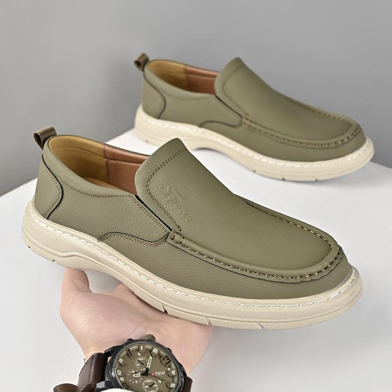 Men's shoes 2025 spring wear casual leather shoes middle-aged and elderly dad loafers tide 2025