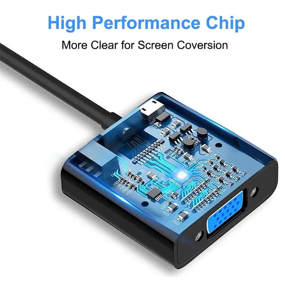 1080P HDMI-compatible To VGA Cable Adapter HDMI-compatible Male To VGA Female Video Converter for PC Laptop TV Projector Monitor