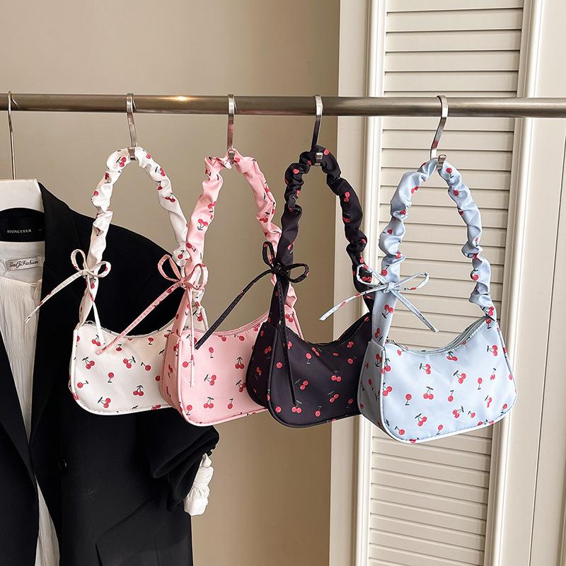 1Pcs Cute Flower Bow Print Canvas Shoulder Bags New Korean Girl Handbags Outdoor Travel Women Keys Phone Messenger Bag