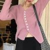 Autumn and winter new irregular single-breasted thin design loose V-neck long-sleeved knitted sweater with sweater women