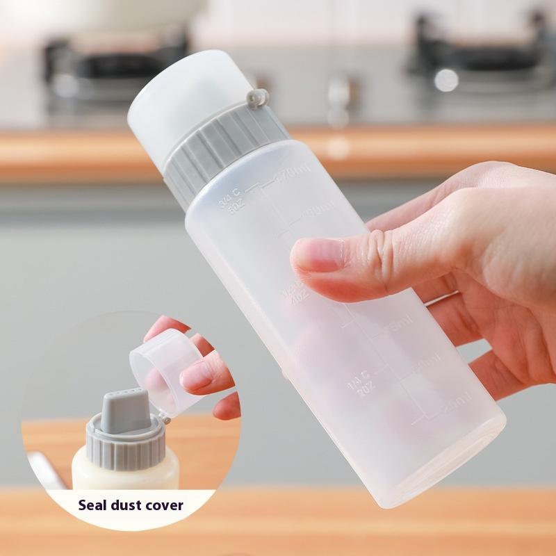 350ml Household 5 Hole Large Caliber Seasoning Bottle with Lid Clear Plastic Cream Honey Tomato Salad Dressing Squeeze Bottle