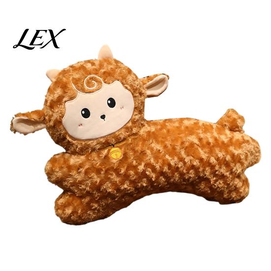 Festive Room Ornament Chinese Zodiac Running Sheep Plush Pillow, 24 Inch Lunar New Year Fluffy Decorative Pillow Decor for Sofa, Soft Throw