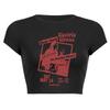 European, American English slogans Printed sexy exposed navel short T-shirt fashionable round neck slim slim top women's multi-picture