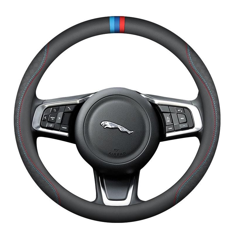 Jaguar Steering Wheel Cover - Genuine Leather, Non-Slip, Breathable, Fits XF, F-PACE, XEL, XFL, XJ, XE, All-Season
