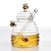 Unique Bee Jar Transparent Large Honey Bottle Glass Stirring Rod Honeycomb Tank  Syrup
