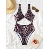 New Sexy Leopard Print One Piece Swimsuit Women Swimwear Cut Out Monokini Thong Micro Bikini Bodysuit Summer Bathing Suit