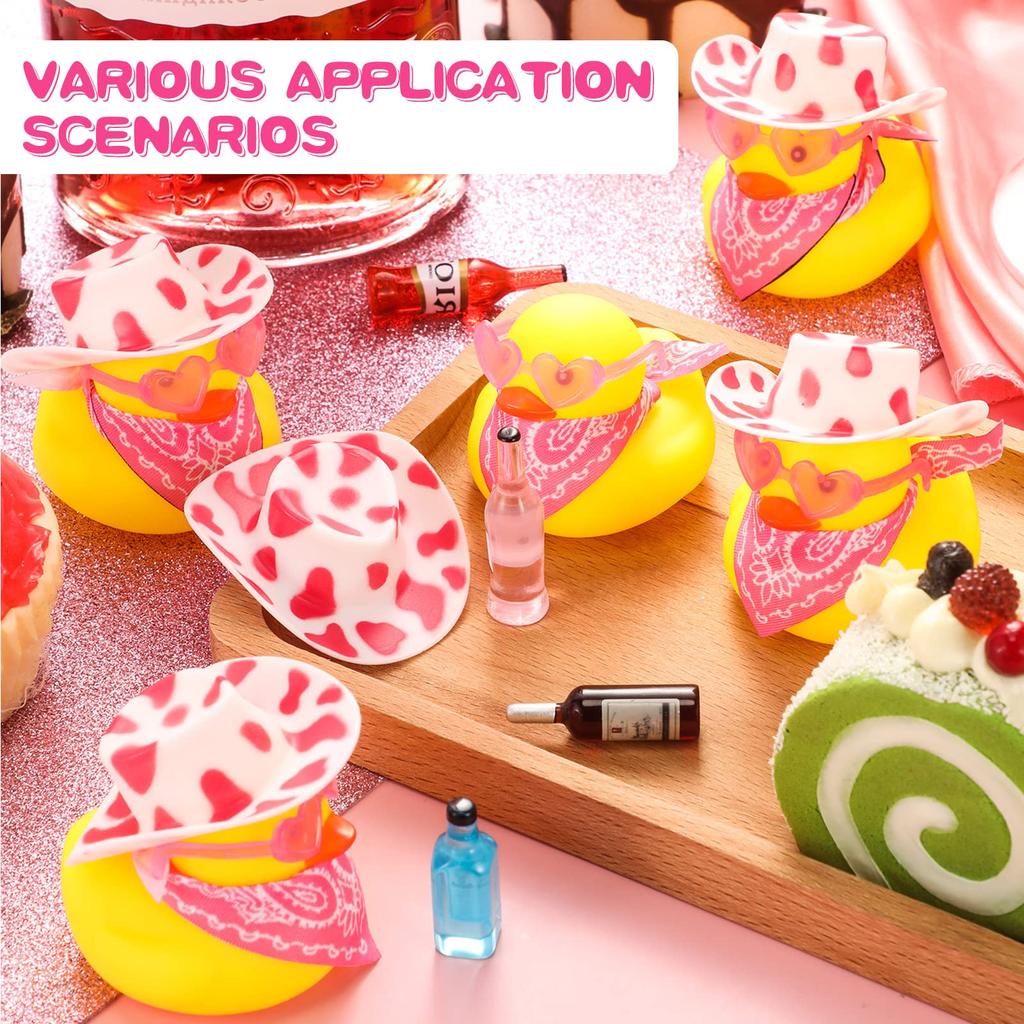 122436 Pcs Valentine'S Day Gift For Kids Cowboy Rubber Duck Mini Rubber Duckies With Hat Glasses Scarf Shower Party Favor