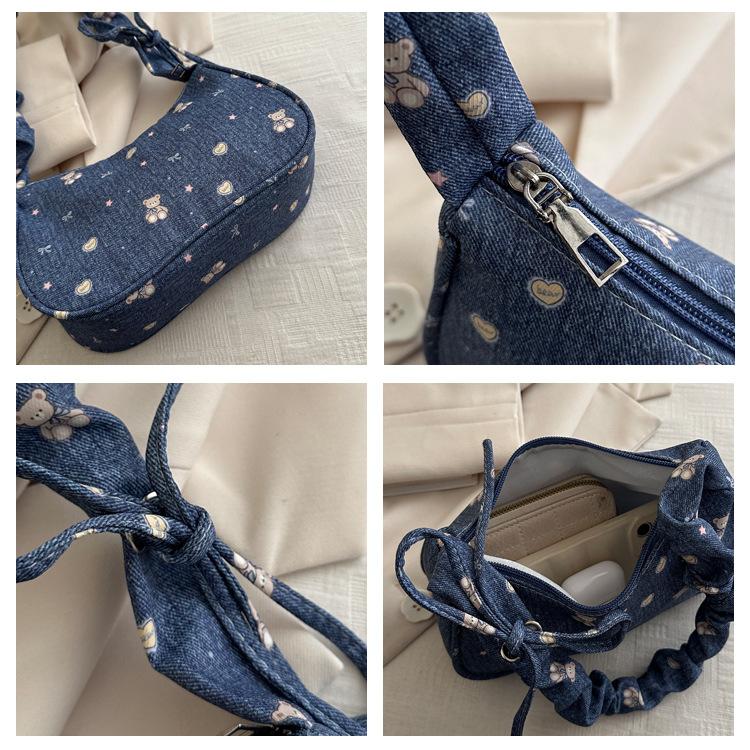 Sweet Japanese Style Cotton Crescent Bag Fashionable Women's Shoulder Handbag Casual Tote KTB
